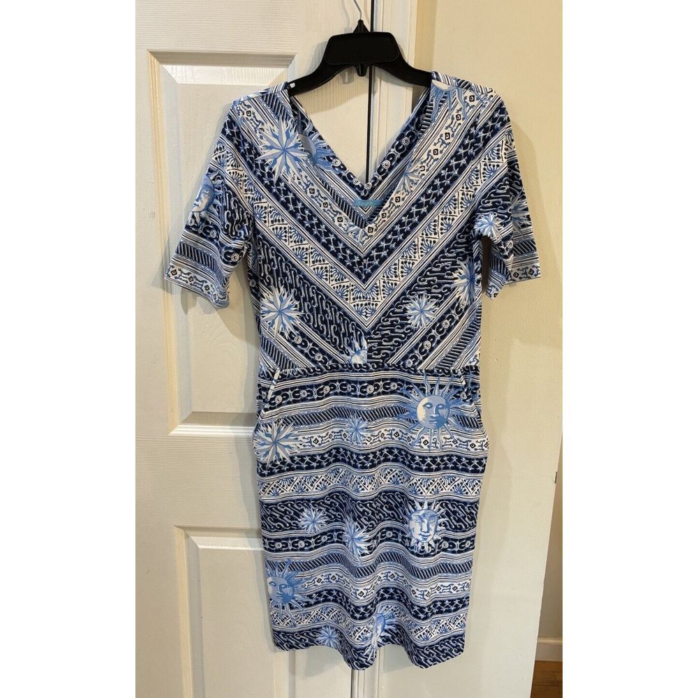 J.‎ McLaughlin Catalina V Neck Sheath Dress Women's Sz M Pockets Sun Moon
